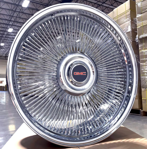 24 inch Wire Wheels Staggered Bolt On 5×127 +0 ET, 78.1 CB Chrome – set of 4
