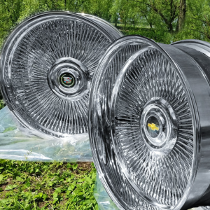 24 inch Wire Wheels Staggered Bolt On 5×127 +0 ET, 78.1 CB Chrome – set of 4