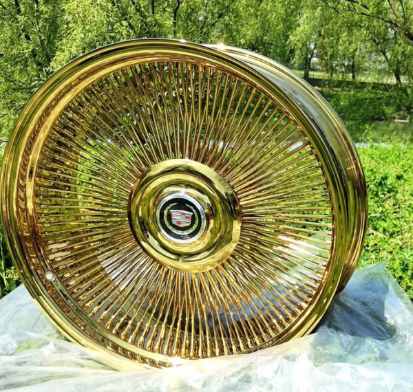 26 inch Wire Wheels Staggered All Gold Bolt On 5×127 +0 ET, 78.1 CB – set of 4