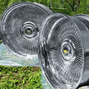 26 inch Wire Wheels Staggered Bolt On 5×127 +0 ET, 78.1 CB Chrome – set of 4