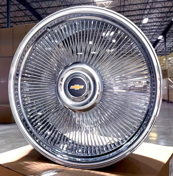26 inch Wire Wheels Staggered Bolt On 5×127 +0 ET, 78.1 CB Chrome – set of 4