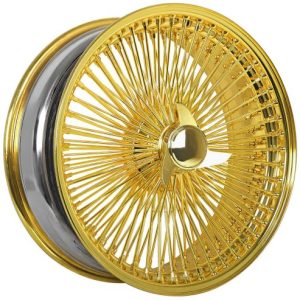 22X8 FWD 150 Spoke All Gold Wire Wheels – Set of 4