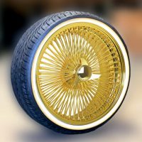 22X8 FWD 150 Spoke All Gold Wire Wheels + Vogue Tires (265/35R22) 22X8 FWD 150 Spoke All Gold Wire Wheels + Vogue Tires (265/35R22)